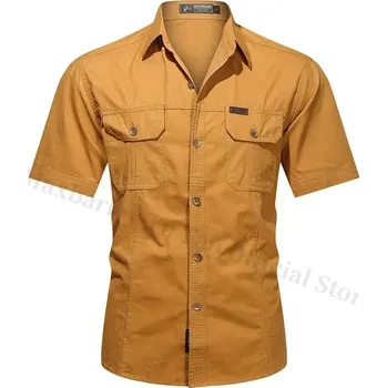 Pánská košile Pánská pracovní košile – krátký rukáv, více kapes Barva: Žlutá, Velikost: XXS