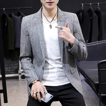 Pánský kabát Stylový kabátek s proužkem – slavnostní a neformální outfit Velikost: XL, Barva (Varianta): Šedá