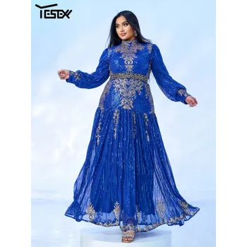 Dámské šaty Večerní maxi šaty LC10300 Barva: Modrá, Velikost: 2XL