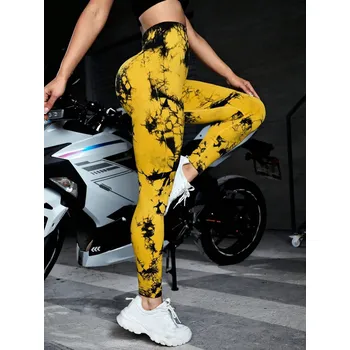 Dámské legíny Dámské bezešvé legíny – vysoký pas, push-up efekt Barva: Žlutá, Velikost: L