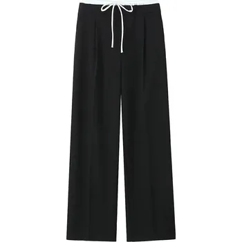 Dámské kalhoty Dámské široké kalhoty s dvojitým pasem a kapsami Velikost: M, Barva (Varianta): Černá