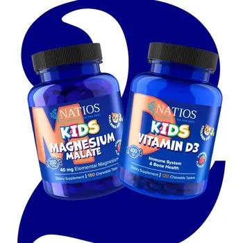Natios Sada Kids Magnesium Malate - 180 tabletek a Kids D3 - 120 tabletek