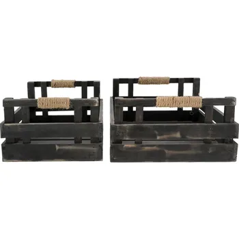 Úložný box Chic Antique Dřevěný box Antique Coal Menší