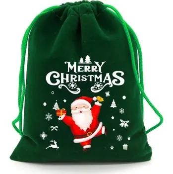 Dárková taška Vánoční sametový dárkový pytlík | obaly - SD04-4 , 15x20cm