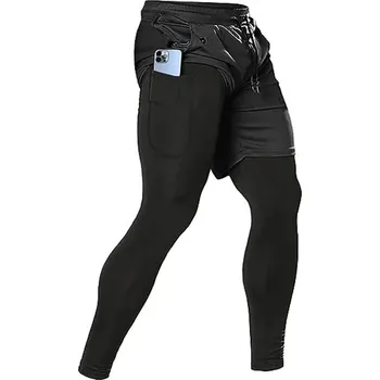 Pánské sportovní kalhoty 2v1 – fitness, běh, trénink Barva: Černá, Velikost: L