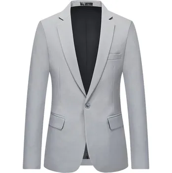 Jednořadé sako – slim fit střih pro volný čas a business styl Velikost: M, Barva (Varianta): Světle šedá