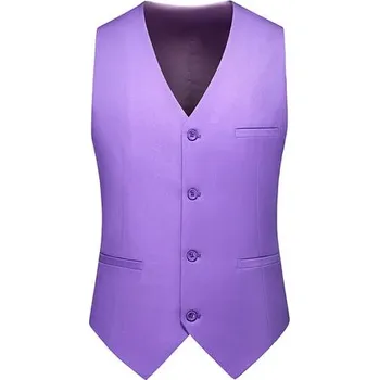 Jednobarevná pánská svatební vesta v business stylu Velikost: S, Barva (Varianta): Qian Zi