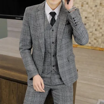 Třídílný oblek s vestou – elegantní a profesionální vzhled Velikost: XS, Barva (Varianta): Šedá