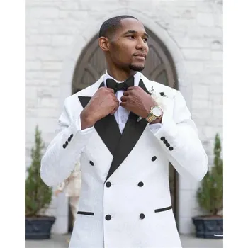 Žakárové sako – svatební styl se šálovým límcem Velikost: 3XL, Barva (Varianta): Černá