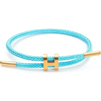 Náramek Pletený vintage náramek pro páry s ocelí | šperk - jezero modré