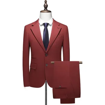 Pánský oblek Slim business oblek – dvoudílný komplet ve formálním stylu Velikost: XXS, Barva (Varianta): Date red