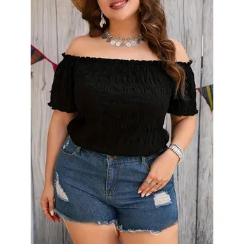 Dámská halenka Dámská volná halenka s odhalenými rameny, elegantní střih Barva: Černá, Velikost: 3XL