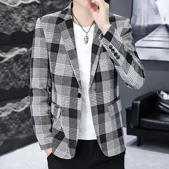 Pánské sako Elegantní pánské sako s kostkovaným vzorem Velikost: L, Barva (Varianta): Big grid