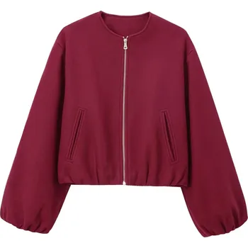 Dámská softshellová bunda Dámská bomber bunda – elastický lem, jemný retro styl Velikost: M, Barva (Varianta): Vínová