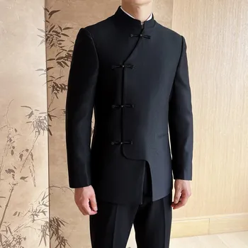 Tradiční čínský večerní set – stylový dvoudílný komplet Velikost: 3XL, Barva (Varianta): Černá