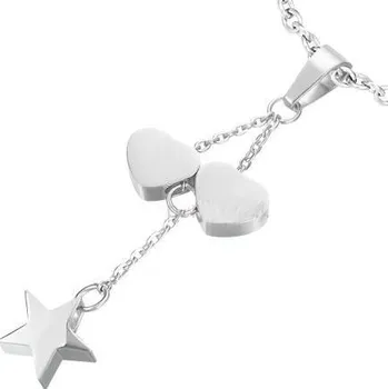 Přívěsek Přívěsek ocel srdce, hvězdička na řetízku 77 (Šperky z chirurgické oceli)