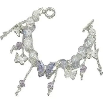 Náramek Elegantní korálkový náramek s motýlkem | módní doplněk - Ledový motýl