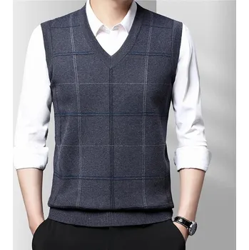 Pánský svetr Zateplená pánská vesta – pohodlný svetr na podzim a zimu Barva: Šedá, Velikost: S