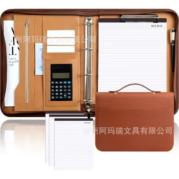 Ledvinka Kožená složka na dokumenty A4 – obchodní pořadač s klipem Barva (Varianta): Accessories calculator (8 digits)