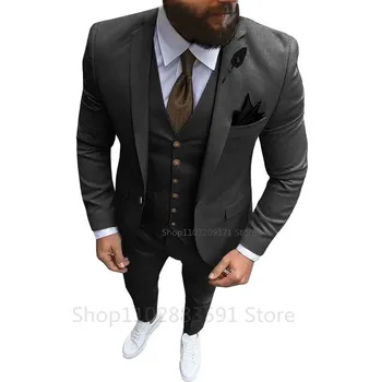 Pánský oblek Třídílný pánský oblek – elegantní styl pro oslavy a práci Velikost: 5XL, Barva (Varianta): Šedá