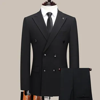 Pánský oblek Dvoubarevný slavnostní oblek – dvouřadé svatební sako Velikost: XS, Barva (Varianta): Černá