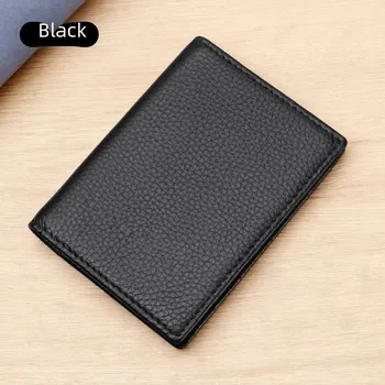 Ledvinka Malé pouzdro na karty z pravé kůže – vodorovný styl, top kvalita Barva (Varianta): Černá