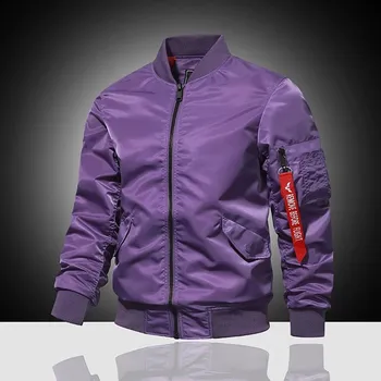 Pánská softshellová bunda Pánská pilotní bunda – cyklistická, volný střih, MA1 styl Velikost: M, Barva (Varianta): Fialová