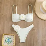 Dámské bikiny – krajkový vršek, šňůrky, brazilský střih Velikost: XL, Barva (Varianta): BS010-White