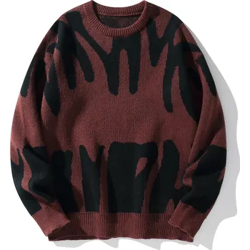 Pánský svetr Pánský svetr s barevným vzorem – stylový kontrast Barva: Červená, Velikost: M