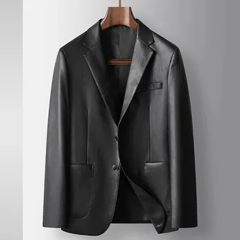 Pánské sako Pánské kožené sako – elegantní styl, business casual Velikost: XL, Barva (Varianta): Černá