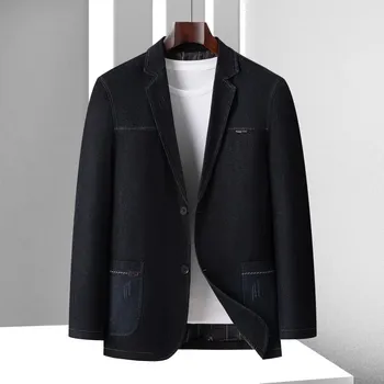 Stylové pánské sako – britský business styl, úzký střih Velikost: 7XL, Barva (Varianta): Černá