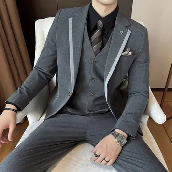 Pánský oblek Stylový třídílný pánský oblek pro business a svatební outfit Velikost: M, Barva (Varianta): Medium grey