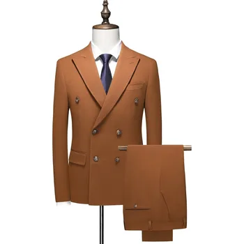 Pánský oblek Dvoudílný pánský oblek – slim střih a elegantní styl Velikost: XL, Barva (Varianta): Hnědá