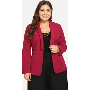 Dámské sako Dámské sako pro plné tvary – elegantní, s kapsami a límcem Barva: Červená, Velikost: 4XL