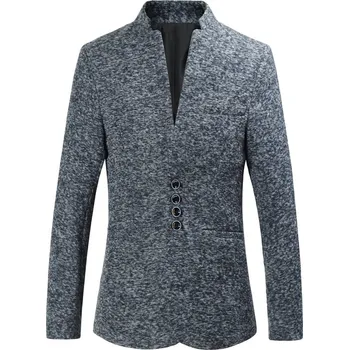 Pánské sako Stojáčkový business blejzr s orientálním vzorem ve stylu Číny Velikost: S, Barva (Varianta): Modrá