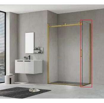 Pevná boční stěna PANEL BELVER GOLD NEW, Univerzální Levé / Pravé, Čiré bezpečnostní sklo - 8 mm, 80 cm, Zlatá BCBELV80PSBGCN + slevový kód, + prodloužená záruka