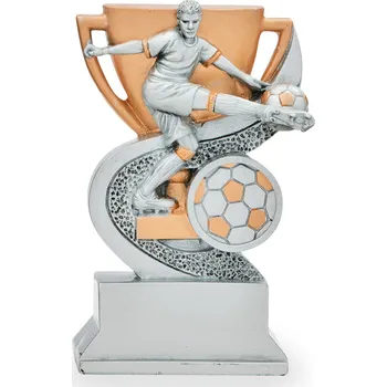 Trofej s fotbalovou tématikou, výška 12 cm, zlatá/stříbrná