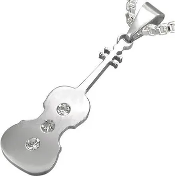 Přívěsek Přívěsek ocel kytara s kamínky (Přívěsky z ocele)