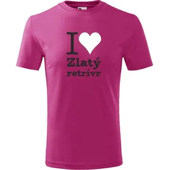 Chlapecké tričko Purpurové dětské tričko I love Zlatý retrívr - dárek pro malého pejskaře / pejskařku - barva purpurová - velikost 12let