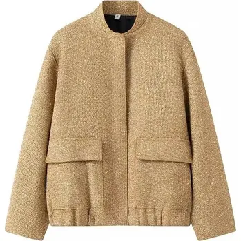 Dámská softshellová bunda Dámská flitrová bunda – krátký střih, Y2K styl, lesklý efekt Barva: Zlatá, Velikost: L