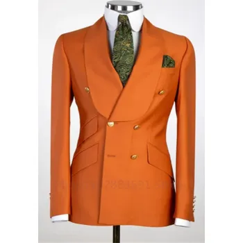 Pánské sako Dvouřadé sako – elegantní slavnostní střih Velikost: S, Barva (Varianta): Oranžová
