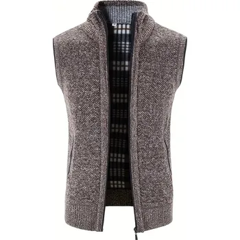 Pánská softshellová bunda Pánská vesta – pletená, bez rukávů, na zip, stojáček Velikost: 3XL, Barva (Varianta): Kávová