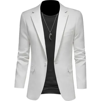 Slim casual sako – jednoduchý střih v korejském stylu Velikost: XL, Barva (Varianta): Bílá