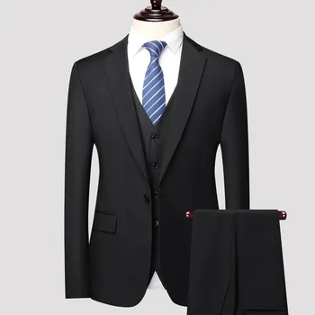 Pánský oblek Luxusní formální oblek – třídílný business komplet s elegantním dojmem Velikost: 3XL, Barva (Varianta): Black 1