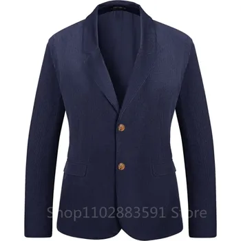 Pánské sako Manšestrové sako ve vintage stylu – slim střih, dvouřadé Velikost: L, Barva (Varianta): Navy corduroy