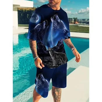 Pánský komplet s potiskem lva – 3D efekt, volnočasový styl Velikost: 3XL, Barva (Varianta): YTZLTH247141503