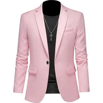 Pánské sako – elegantní business styl, svatby Barva: Světle Růžová, Velikost: S