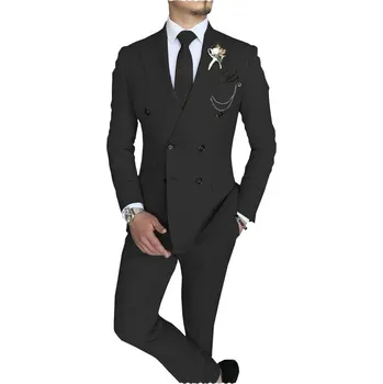 Dvoudílný oblek s klopami – formální styl pro groom a party Velikost: L, Barva (Varianta): Černá