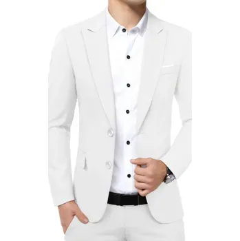 Lehký pánský blazer ve slim střihu pro volný čas i práci Velikost: XL, Barva (Varianta): Bílá