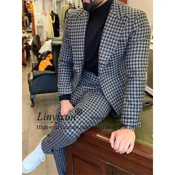 Dvoudílný oblek s kohoutí stopou – slim fit a elegance Velikost: 4XL, Barva (Varianta): Šedá